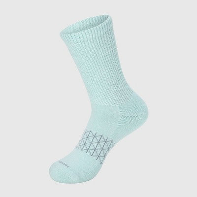 Hanes Women's Absolute Wellness 3pk Non-Binding Crew Socks - Green 5-9: Cotton Blend, Cushioned Sole, Arch Support, Seamless Toe