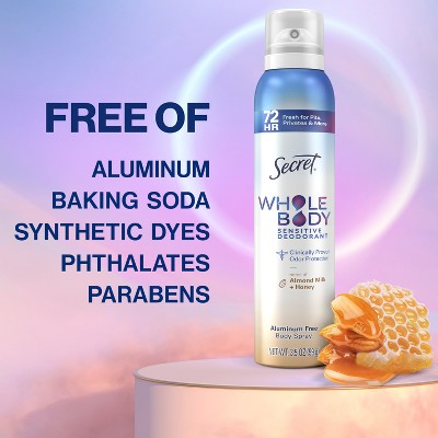 Secret Whole Body Deodorant Spray - Almond Honey - 3.5oz