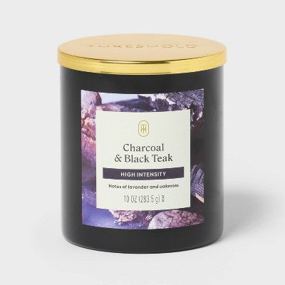 High Intensity Charcoal and Black Teak Jar Candle White 10oz - Threshold