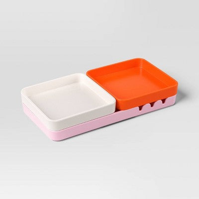 3pc Stackable Melamine Trays Pink/Orange/White - Room Essentials
