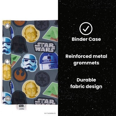 Yoobi Star Wars Single Zip Binder Case Gray Star Wars Graphic Patches, School Supplies