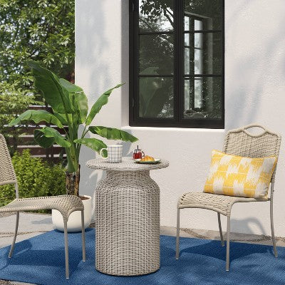 Monochromatic Rope Armless Patio Dining Stack Chair Beige - Threshold (LOCAL PICKUP ONLY)