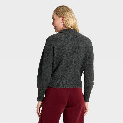 Women's Long Sleeve  Cardigan Sweater - A New Day Charcoal Gray M