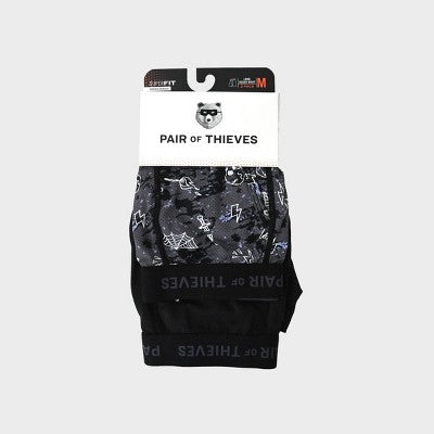 Pair of Thieves Men's Skull Print Super Fit Long Leg Boxer Briefs 2pk - Black/White S: Mid Rise Mesh Underwear