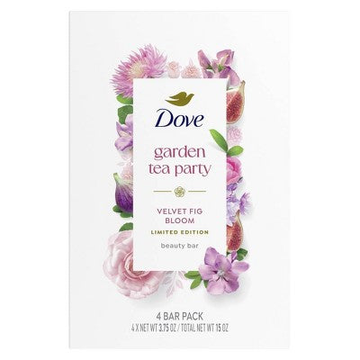 Dove Beauty Garden Tea Party Bar Soaps - Velvet Fig Bloom - Limited Edition - 15oz/4pk