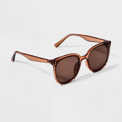Women's Plastic Round Sunglasses - Wild Fable Brown: UV Protection, Recycled Frame, Polycarbonate Lens