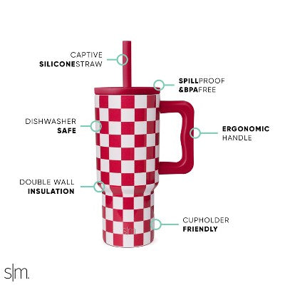 Simple Modern 24oz Trek Checkmate Straw Tumbler Red/White