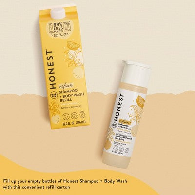 The Honest Company Refresh Shampoo + Body Wash Refill - Citrus Vanilla - 32 fl oz: Basic Cleansing, All Hair Types, Daily Use