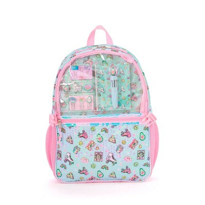 Locker Club Kids' 16L Kids Backpack with Clear Lunch Stationery - Blue/Pink