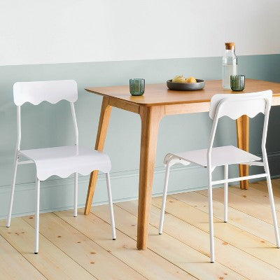 Set of 2 Wavy Metal Dining Chair White - Room Essentials (LOCAL PICKUP ONLY)