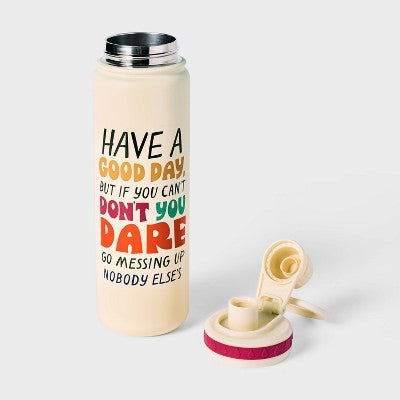 23.66oz Have A Good Day Stainless Steel Double Wall Water Bottle Cream - Tabitha Brown for Target