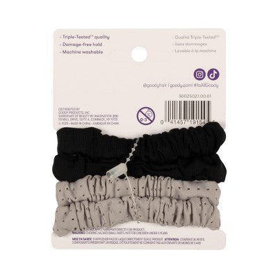 Goody Sport Thin Scrunchie - 4pk - Black/Gray