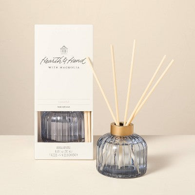 8.45 fl oz Ribbed Glass Diffuser Canvas - Hearth & Hand with Magnolia