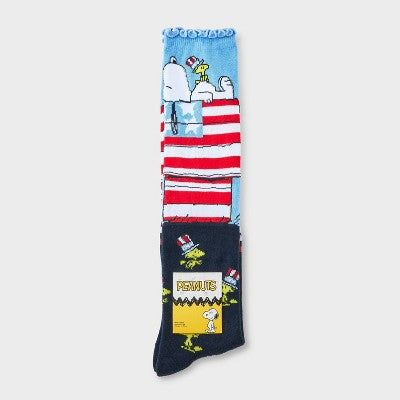 Women's Peanuts Americana Knee High Sock - Blue/Red 4-10