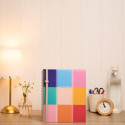 Happy Brands Organized July 2025 - June 2026 Weekly/Monthly Planner 9.37"x11.12" Multicolor Cool Brights