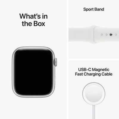 Apple Watch Series 8 GPS + Cellular 45mm Silver Aluminum Case with White Sport Band - S/M