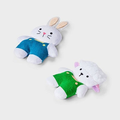Bunny and Lamb Plush Cat Toy Set - 2pk - Boots & Barkley