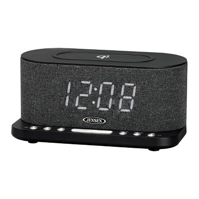 Jensen Dual Alarm Clock Radio with Wireless Qi Charging