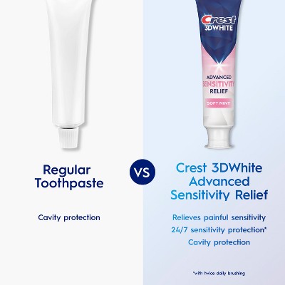 Crest 3D White Advanced Sensitivity Relief Fluoride Whitening Toothpaste - Mint - 3.3oz