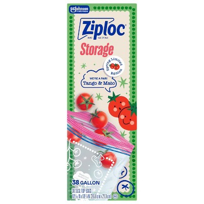 Ziploc Spring Tomato Print Food Storage Gallon Bag - 38ct: Seal Lock, Multipurpose, Snacks