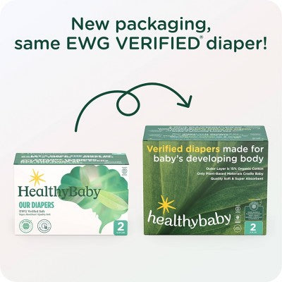 HealthyBaby Certified Safe Organic Cotton Enhanced Diapers - Size 2 - 62ct