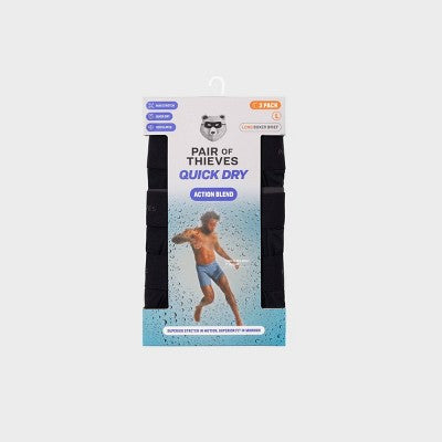 Pair of Thieves Men's Quick Dry Long Leg Boxer Briefs 3pk - Black M
