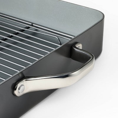 15.74" Aluminum Ceramic Roasting Pan Dark Gray - Figmint: Nonstick, Dishwasher & Oven-Safe, 7.9 Qt Capacity (LOCAL PICKUP ONLY)