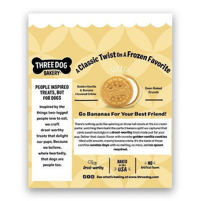 Three Dog Bakery Banana Splitz Lick'n Crunchy Dog Treats - 13oz