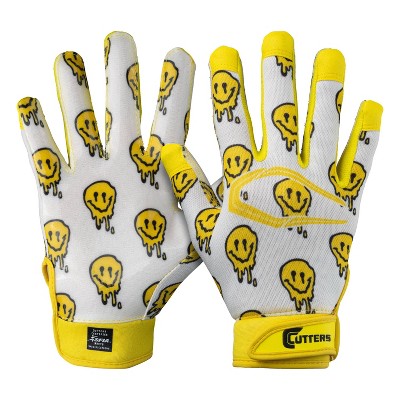 Cutters Game Day Receiver Football Gloves Youth - Smile S/M: Strap Closure, Nylon