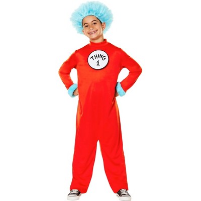 Dr. Seuss Kids' Thing 1 Thing 2 Costume Jumpsuit Orange S