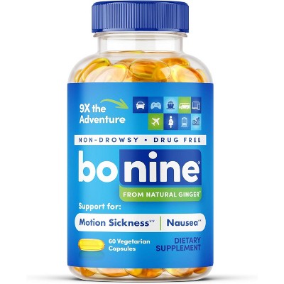 Bonine Ginger Root 40mg Motion Sickness Capsule Non-Drowsy, 60 Ct