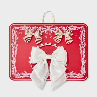 Headband and Bow Barrettes Set 4 pk - A New Day Ivory
