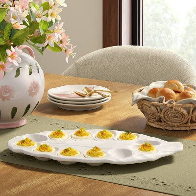 14" Stoneware Radicchio Egg Plate White - Threshold