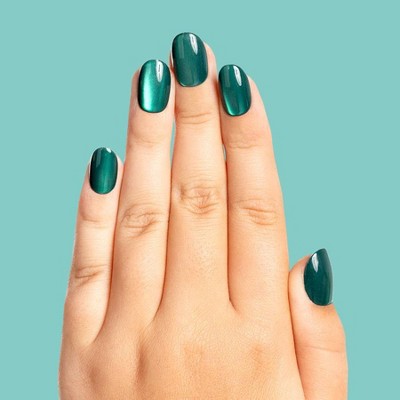 Olive & June Pressies Fake Nails - S Round - Emerald Magic Velvet - 28ct