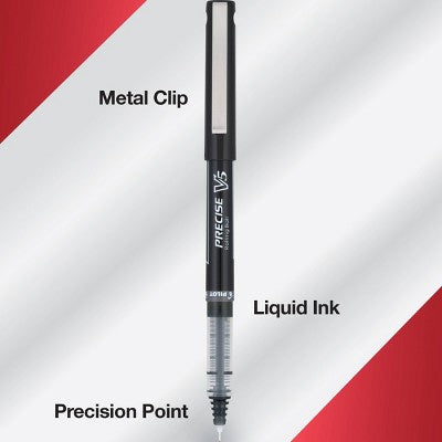 Pilot 3ct Precise V5 Rolling Ball Pens Extra Fine Point 0.5mm Black Ink: Rollerball, Visible Ink Supply, Cap, Stationery
