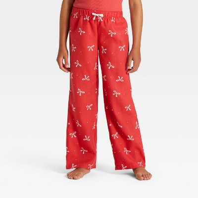 Girls' 2pc Merry Bows Christmas Tank Top Pants Pajama Set - Red S