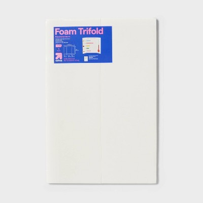 18"x24" Gridlines Tri-Fold Foam Poster Board - up&up: Trifold Presentation Display, White, EPS Material