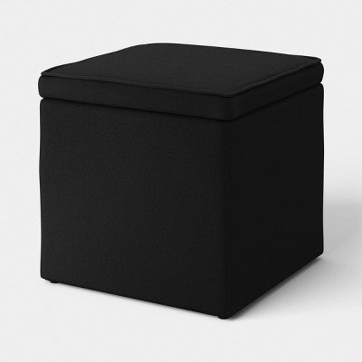 Square Small Storage Dorm Ottoman Dark Black - Room Essentials