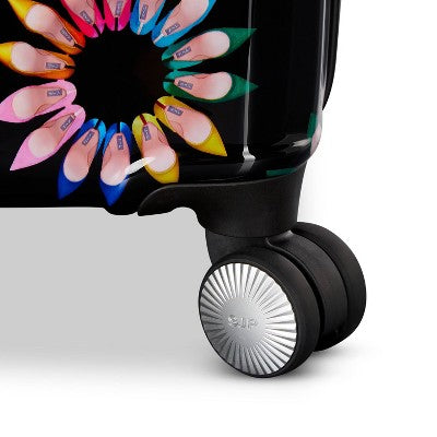 Sarah Jessica Parker Hardside Expandable Carry On Spinner Suitcase with 2 Packing Cubes and Shoe Bag - Black Shoe Wheel