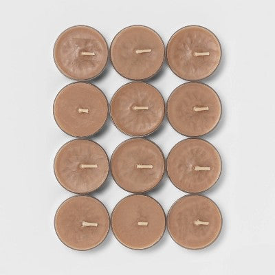 12pk Tealight Ashwood and Palo Santo Candle - Threshold: Votive-Style, 4hr Burn Time