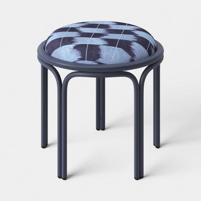 Metal Round Travel Accent Patio Stool Navy Blue - Threshold