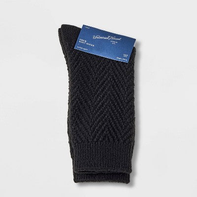 Women's Chevron Textured Supersoft Crew Boot Socks - Universal Thread Black 4-10