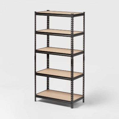 36"x72"x18" 5 Tier Heavy Duty Boltless Steel Shelving unit - Brightroom: Universal Storage, Garage Shelves, Black (LOCAL PICKUP ONLY)