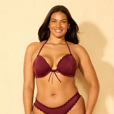 Women's Ruffle Push-Up Underwire Bikini Top 34D