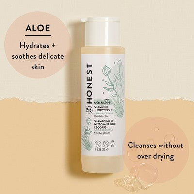 The Honest Company Sensitive Shampoo + Body Wash - Fragrance Free - 18 fl oz