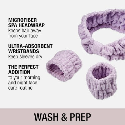 Conair Spa Headband and Wristlets - Lavender - 3pcs