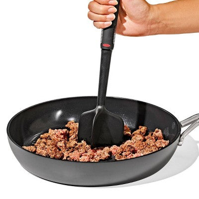 OXO Nylon Ground Meat Chopper: Ergonomic Kitchen Tool, Dishwasher-Safe Cooking Utensil, Black
