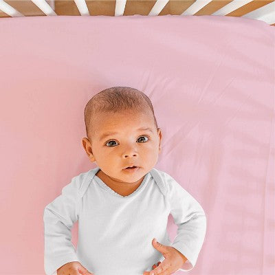 The Peanutshell Fitted Crib Sheets for Girls - Pink/White Woodland Floral - 4pk