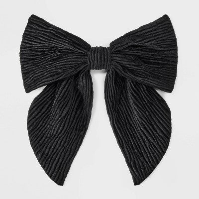 Shiny Satin Bow Hair Barrette - A New Day Black