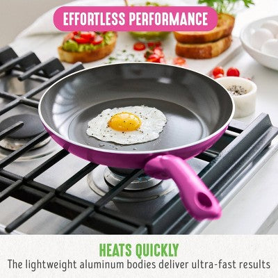 GreenLife Essentials 8" Ceramic Nonstick Aluminum Fry Pan Bright Pink: Dishwasher-Safe, Smooth Induction Compatible